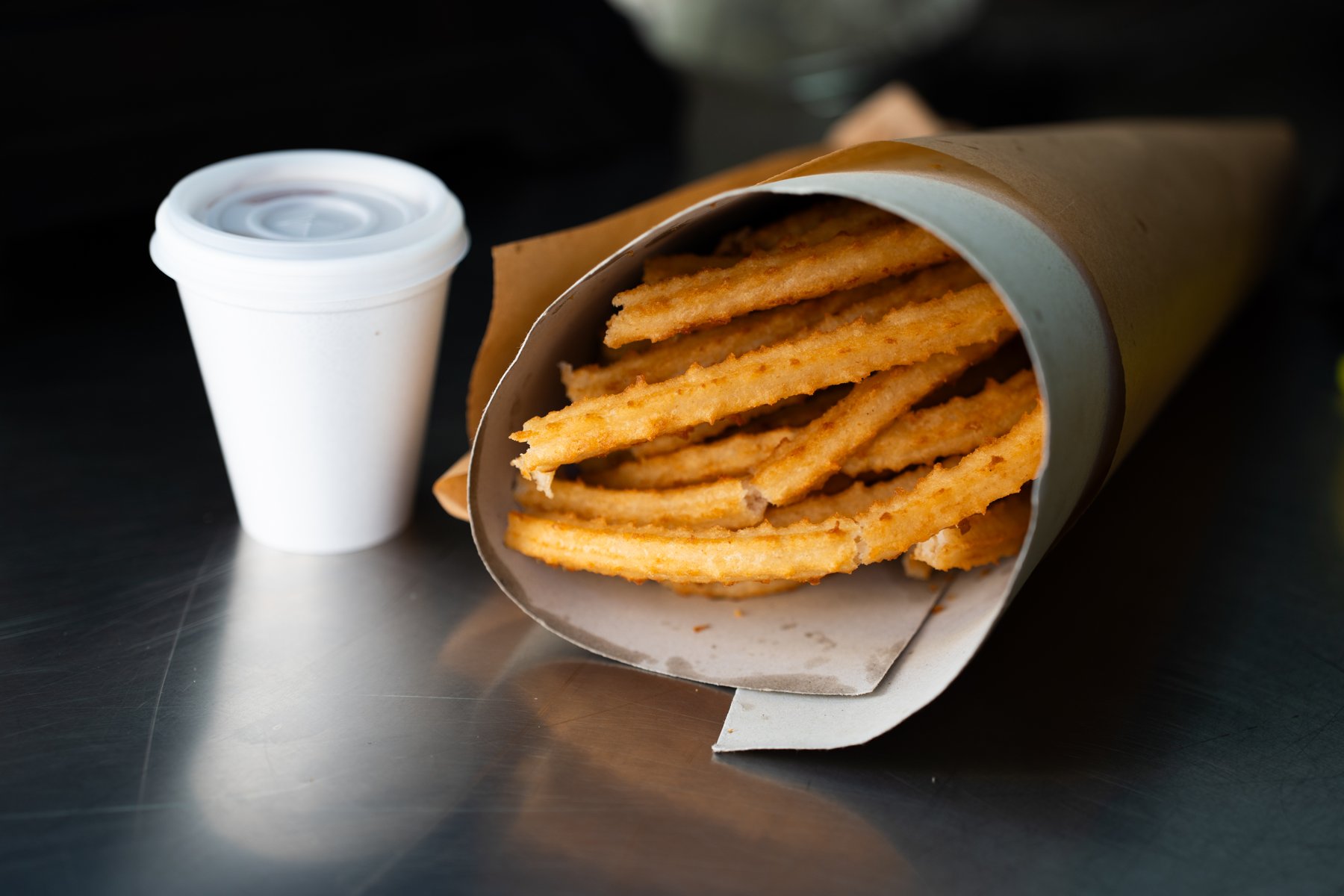 Churros recién hechos en Asador Las Palmeras